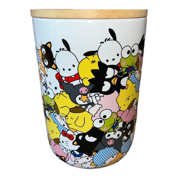 Hello Kitty and Friends Storage Cookie Jar Container Wooden Lid By Sanrio New - Picture 4 of 7
